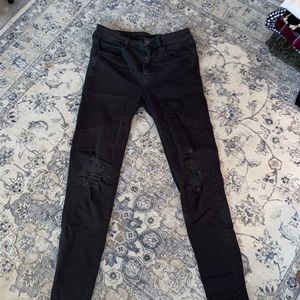 American Eagle Black Distressed Skinny Jeans